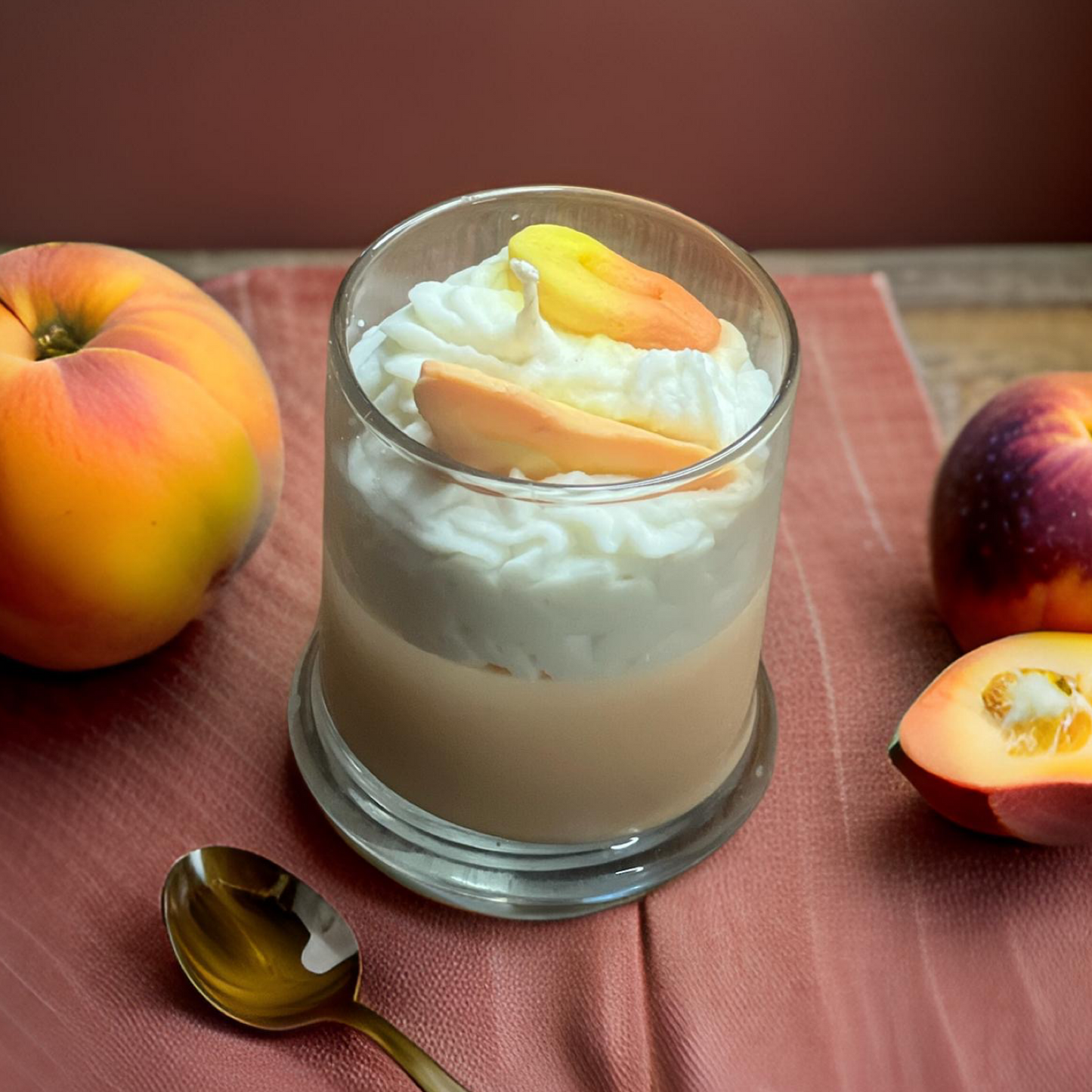Peach Ring dessert candle in glass jar